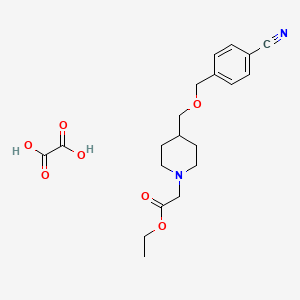 molecular formula C20H26N2O7 B2744598 Ethyl 2-(4-(((4-cyanobenzyl)oxy)methyl)piperidin-1-yl)acetate oxalate CAS No. 1396706-88-9