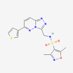 molecular formula C15H14N6O3S2 B2744609 3,5-dimethyl-N-((6-(thiophen-3-yl)-[1,2,4]triazolo[4,3-b]pyridazin-3-yl)methyl)isoxazole-4-sulfonamide CAS No. 1904179-10-7