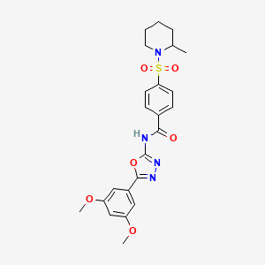 molecular formula C23H26N4O6S B2744613 N-[5-(3,5-dimethoxyphenyl)-1,3,4-oxadiazol-2-yl]-4-[(2-methylpiperidin-1-yl)sulfonyl]benzamide CAS No. 533870-57-4
