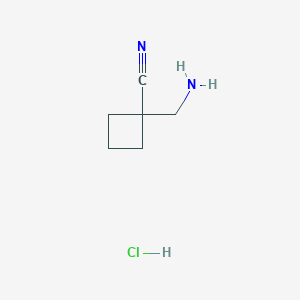molecular formula C6H11ClN2 B2744622 1-(Aminomethyl)cyclobutanecarbonitrile hydrochloride CAS No. 1951441-21-6
