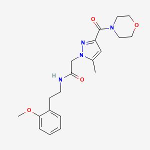 molecular formula C20H26N4O4 B2744628 N-(2-methoxyphenethyl)-2-(5-methyl-3-(morpholine-4-carbonyl)-1H-pyrazol-1-yl)acetamide CAS No. 1171208-10-8