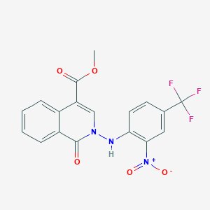 molecular formula C18H12F3N3O5 B2744632 Methyl 2-[2-nitro-4-(trifluoromethyl)anilino]-1-oxo-1,2-dihydro-4-isoquinolinecarboxylate CAS No. 339106-36-4