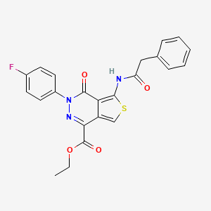 molecular formula C23H18FN3O4S B2744654 ethyl 3-(4-fluorophenyl)-4-oxo-5-(2-phenylacetamido)-3H,4H-thieno[3,4-d]pyridazine-1-carboxylate CAS No. 851949-71-8