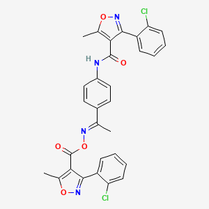 molecular formula C30H22Cl2N4O5 B2744657 3-(2-Chlorophenyl)-N-[4-[1-[[[[3-(2-chlorophenyl)-5-methyl-4-isoxazolyl]carbonyl]oxy]imino]ethyl]phenyl]-5-methyl-4-isoxazolecarboxamide CAS No. 937604-54-1