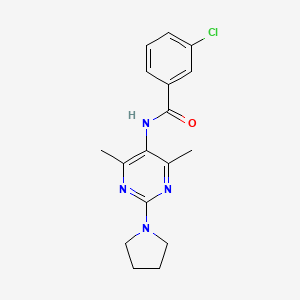 molecular formula C17H19ClN4O B2744662 3-CHLORO-N-[4,6-DIMETHYL-2-(PYRROLIDIN-1-YL)PYRIMIDIN-5-YL]BENZAMIDE CAS No. 1448078-45-2