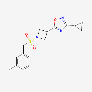 molecular formula C16H19N3O3S B2744664 3-Cyclopropyl-5-(1-((3-methylbenzyl)sulfonyl)azetidin-3-yl)-1,2,4-oxadiazole CAS No. 1351599-34-2