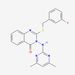 3-[(4,6-Dimethylpyrimidin-2-yl)amino]-2-[(3-fluorophenyl)methylsulfanyl]quinazolin-4-one