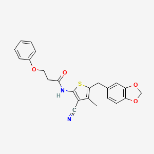 N-[5-(1,3-benzodioxol-5-ylmethyl)-3-cyano-4-methylthiophen-2-yl]-3-phenoxypropanamide