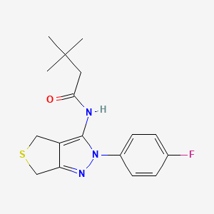 molecular formula C17H20FN3OS B2744714 N-[2-(4-fluorophenyl)-2H,4H,6H-thieno[3,4-c]pyrazol-3-yl]-3,3-dimethylbutanamide CAS No. 893937-60-5