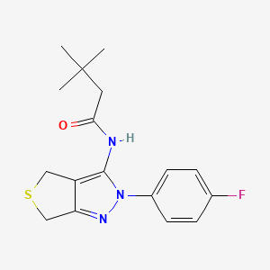 molecular formula C17H20FN3OS B2744714 N-[2-(4-fluorophenyl)-4,6-dihydrothieno[3,4-c]pyrazol-3-yl]-3,3-dimethylbutanamide CAS No. 893937-60-5