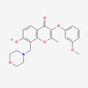 molecular formula C22H23NO6 B2744719 7-Hydroxy-3-(3-methoxyphenoxy)-2-methyl-8-(morpholin-4-ylmethyl)chromen-4-one CAS No. 845901-43-1
