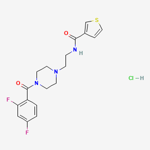 molecular formula C18H20ClF2N3O2S B2744745 N-(2-(4-(2,4-difluorobenzoyl)piperazin-1-yl)ethyl)thiophene-3-carboxamide hydrochloride CAS No. 1351649-03-0