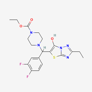 Ethyl 4-((3,4-difluorophenyl)(2-ethyl-6-hydroxythiazolo[3,2-b][1,2,4]triazol-5-yl)methyl)piperazine-1-carboxylate