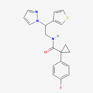 N-(2-(1H-pyrazol-1-yl)-2-(thiophen-3-yl)ethyl)-1-(4-fluorophenyl)cyclopropanecarboxamide