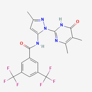molecular formula C19H15F6N5O2 B2744768 N-(1-(4,5-dimethyl-6-oxo-1,6-dihydropyrimidin-2-yl)-3-methyl-1H-pyrazol-5-yl)-3,5-bis(trifluoromethyl)benzamide CAS No. 1052607-40-5