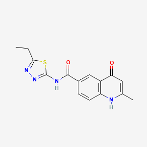 molecular formula C15H14N4O2S B2744784 N-[(2E)-5-ethyl-1,3,4-thiadiazol-2(3H)-ylidene]-4-hydroxy-2-methylquinoline-6-carboxamide CAS No. 951974-80-4