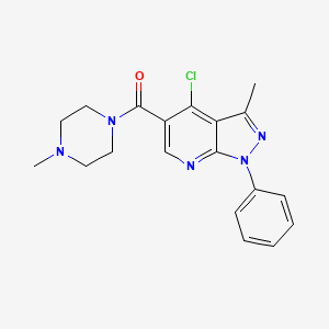 molecular formula C19H20ClN5O B2744786 (4-Chloro-3-methyl-1-phenylpyrazolo[3,4-b]pyridin-5-yl)-(4-methylpiperazin-1-yl)methanone CAS No. 899985-36-5