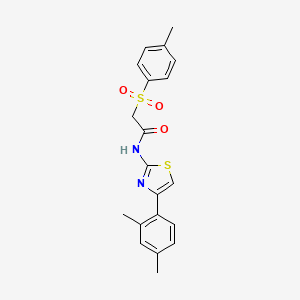 molecular formula C20H20N2O3S2 B2744790 N-(4-(2,4-dimethylphenyl)thiazol-2-yl)-2-tosylacetamide CAS No. 895444-04-9