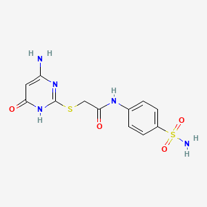 molecular formula C12H13N5O4S2 B2744792 2-[(4-amino-6-hydroxypyrimidin-2-yl)sulfanyl]-N-(4-sulfamoylphenyl)acetamide CAS No. 433956-89-9