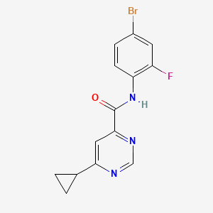 molecular formula C14H11BrFN3O B2744793 N-(4-Bromo-2-fluorophenyl)-6-cyclopropylpyrimidine-4-carboxamide CAS No. 2415539-78-3
