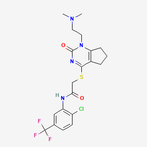 molecular formula C20H22ClF3N4O2S B2744800 N-(2-chloro-5-(trifluoromethyl)phenyl)-2-((1-(2-(dimethylamino)ethyl)-2-oxo-2,5,6,7-tetrahydro-1H-cyclopenta[d]pyrimidin-4-yl)thio)acetamide CAS No. 898451-61-1