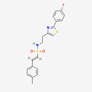 molecular formula C20H19FN2O2S2 B2744804 (E)-N-(2-(2-(4-fluorophenyl)thiazol-4-yl)ethyl)-2-(p-tolyl)ethenesulfonamide CAS No. 1396890-38-2