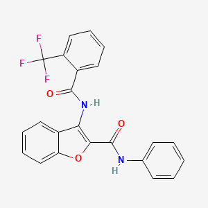 molecular formula C23H15F3N2O3 B2744841 N-phenyl-3-(2-(trifluoromethyl)benzamido)benzofuran-2-carboxamide CAS No. 862829-73-0