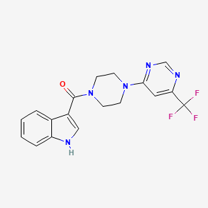 molecular formula C18H16F3N5O B2744843 (1H-吲哚-3-基)(4-(6-(三氟甲基)嘧啶-4-基)哌嗪-1-基)甲酮 CAS No. 2034412-06-9