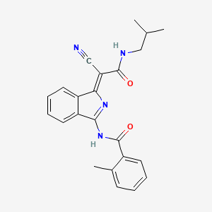 molecular formula C23H22N4O2 B2744846 (Z)-N-(1-(1-氰基-2-(异丁基氨基)-2-氧代乙基亚乙烯)-1H-异吲哚-3-基)-2-甲基苯甲酰胺 CAS No. 900871-70-7