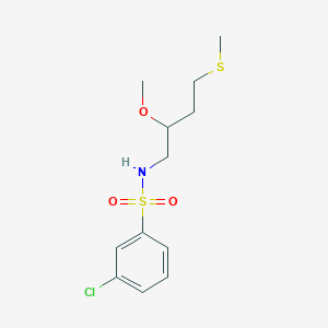 molecular formula C12H18ClNO3S2 B2744848 3-Chloro-N-(2-methoxy-4-methylsulfanylbutyl)benzenesulfonamide CAS No. 2310122-58-6