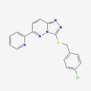 molecular formula C17H12ClN5S B2744851 3-[(4-Chlorophenyl)methylsulfanyl]-6-pyridin-2-yl-[1,2,4]triazolo[4,3-b]pyridazine CAS No. 894056-14-5