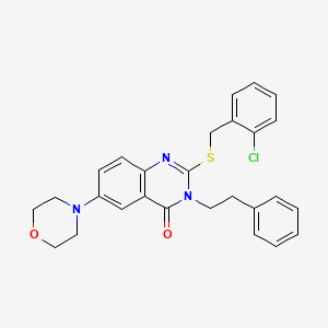 molecular formula C27H26ClN3O2S B2744854 2-((2-氯苄基)硫)-6-吗啉-3-苯乙基喹唑啉-4(3H)-酮 CAS No. 689759-65-7