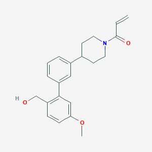 molecular formula C22H25NO3 B2744855 1-[4-[3-[2-(Hydroxymethyl)-5-methoxyphenyl]phenyl]piperidin-1-yl]prop-2-en-1-one CAS No. 2249244-68-4