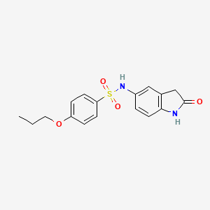molecular formula C17H18N2O4S B2744865 N-(2-oxoindolin-5-yl)-4-propoxybenzenesulfonamide CAS No. 921539-66-4