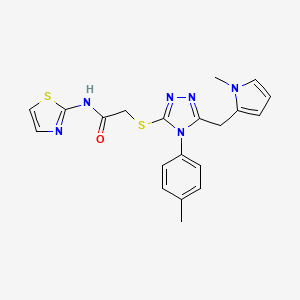 molecular formula C20H20N6OS2 B2744869 2-((5-((1-methyl-1H-pyrrol-2-yl)methyl)-4-(p-tolyl)-4H-1,2,4-triazol-3-yl)thio)-N-(thiazol-2-yl)acetamide CAS No. 847392-74-9