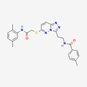 molecular formula C25H26N6O2S B2744877 N-(2-(6-((2-((2,5-dimethylphenyl)amino)-2-oxoethyl)thio)-[1,2,4]triazolo[4,3-b]pyridazin-3-yl)ethyl)-4-methylbenzamide CAS No. 872994-63-3
