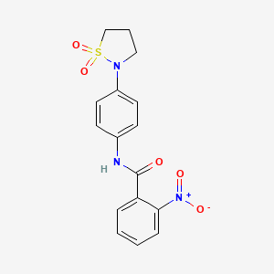 molecular formula C16H15N3O5S B2744883 N-(4-(1,1-dioxidoisothiazolidin-2-yl)phenyl)-2-nitrobenzamide CAS No. 941885-84-3