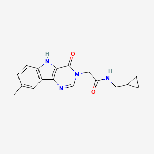 molecular formula C17H18N4O2 B2744884 N-(cyclopropylmethyl)-2-{8-methyl-4-oxo-3H,4H,5H-pyrimido[5,4-b]indol-3-yl}acetamide CAS No. 1190022-08-2