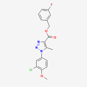 molecular formula C18H15ClFN3O3 B2744894 (3-fluorophenyl)methyl 1-(3-chloro-4-methoxyphenyl)-5-methyl-1H-1,2,3-triazole-4-carboxylate CAS No. 946255-17-0
