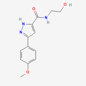 molecular formula C13H15N3O3 B2744903 N-(2-hydroxyethyl)-3-(4-methoxyphenyl)-1H-pyrazole-5-carboxamide CAS No. 1383528-29-7