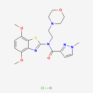 molecular formula C20H26ClN5O4S B2744927 N-(4,7-dimethoxybenzo[d]thiazol-2-yl)-1-methyl-N-(2-morpholinoethyl)-1H-pyrazole-3-carboxamide hydrochloride CAS No. 1189485-28-6