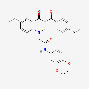 molecular formula C30H28N2O5 B2744936 N-(2,3-dihydro-1,4-benzodioxin-6-yl)-2-[6-ethyl-3-(4-ethylbenzoyl)-4-oxo-1,4-dihydroquinolin-1-yl]acetamide CAS No. 895650-74-5