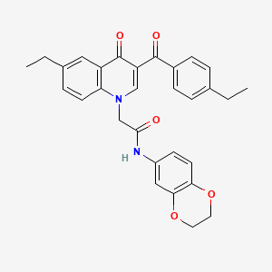 B2744936 N-2,3-dihydro-1,4-benzodioxin-6-yl-2-[6-ethyl-3-(4-ethylbenzoyl)-4-oxoquinolin-1(4H)-yl]acetamide CAS No. 895650-74-5