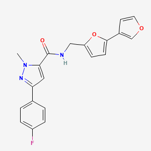 molecular formula C20H16FN3O3 B2744940 N-({[2,3'-双呋喃]-5-基}甲基)-3-(4-氟苯基)-1-甲基-1H-吡唑-5-基甲酰胺 CAS No. 2097924-77-9