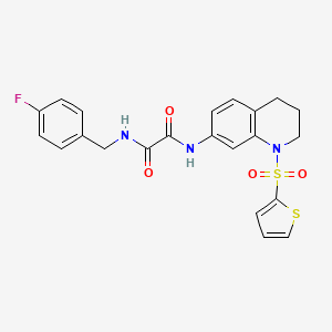 molecular formula C22H20FN3O4S2 B2744941 N1-(4-fluorobenzyl)-N2-(1-(thiophen-2-ylsulfonyl)-1,2,3,4-tetrahydroquinolin-7-yl)oxalamide CAS No. 898414-09-0