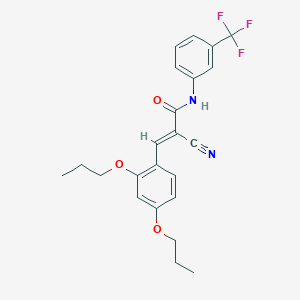 B2744994 (E)-2-cyano-3-(2,4-dipropoxyphenyl)-N-[3-(trifluoromethyl)phenyl]prop-2-enamide CAS No. 568574-09-4