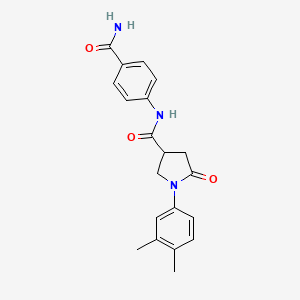 molecular formula C20H21N3O3 B2745046 N-(4-carbamoylphenyl)-1-(3,4-dimethylphenyl)-5-oxopyrrolidine-3-carboxamide CAS No. 892714-95-3