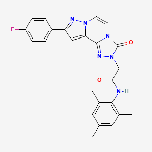 molecular formula C24H21FN6O2 B2745068 2-[9-(4-fluorophenyl)-3-oxopyrazolo[1,5-a][1,2,4]triazolo[3,4-c]pyrazin-2(3H)-yl]-N-mesitylacetamide CAS No. 1207045-24-6