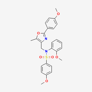 molecular formula C26H26N2O6S B2745145 4-methoxy-N-(2-methoxyphenyl)-N-{[2-(4-methoxyphenyl)-5-methyl-1,3-oxazol-4-yl]methyl}benzene-1-sulfonamide CAS No. 1251580-10-5