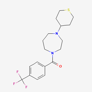 molecular formula C18H23F3N2OS B2745174 1-(Thian-4-yl)-4-[4-(trifluoromethyl)benzoyl]-1,4-diazepane CAS No. 2320179-17-5